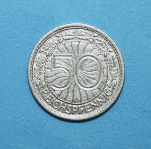 S10 - Germany 50 Reichspfennig 1928-A Almost Uncirculated Coin - Eagle - Picture 1 of 2