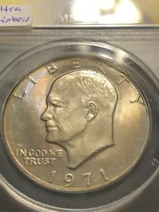 1971 MS65 Eisenhower Dollar 🌈PQ Rainbow Toning🌈 High Grade Gem 💎 - Picture 1 of 10