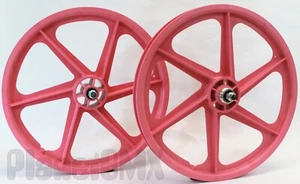 Skyway BMX 20" SIX SPOKE Tuff Wheels PINK retro wheelset sealed bearings NEW - Picture 1 of 2