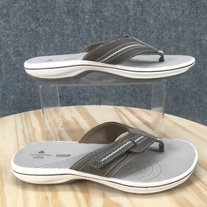 Clarks Sandals Womens 7 M Brinkley Jazz Thong Gray Faux Leather Slip On 26126393 - Picture 1 of 15