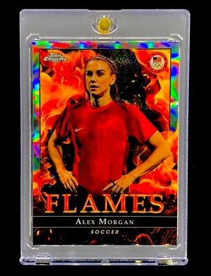 ALEX MORGAN RARE REFRACTOR FIRE Insert 1st Topps Chrome Card SP Insert - USA - Image 1 of 4