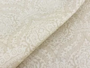 Vervain Damask Linen Print Fabric- Vouvray / Parfait REMNANT 45" x 42" (WxL) - Picture 1 of 4