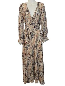 Langes Kleid Indigo Rose Gr. L Mehrfarbig Paisley Langarm Chiffon mit V-Ausschnitt - Bild 1 von 8