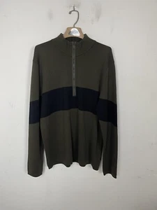 Banana Republic Mens Sweater XL Green Y2K 100% Merino Wool Colorblock Grunge - Picture 1 of 9