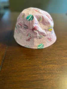 Girls Sun Hat Bucket Hat Graphic Print Pink Kids Play Girl Beach Cotton Lined SM - Picture 1 of 6
