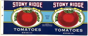STONY RIDGE Tomatoes Vintage Unused Can Label Berkley Springs, West Virginia - Picture 1 of 1