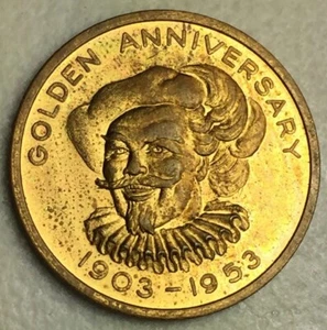 1953 FALSTAFF BEER GOLDEN ANNIVERSARY BRONZE MEDAL 1903-1953 - Picture 1 of 7