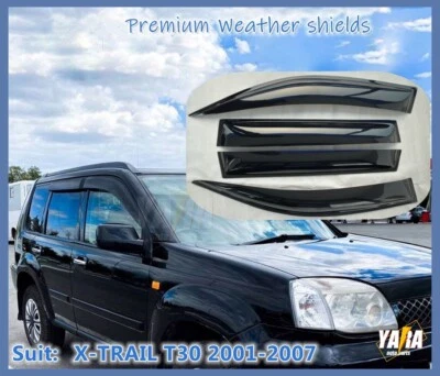 ДЛЯ 2001-2007 X-Trail T30 ПОГОДНЫЙ ЩИТОК ПОГОДНЫЕ ЭКРАНЫ КОЗЫРЕК тонированный 4 шт. - Изображение 1 из 4
