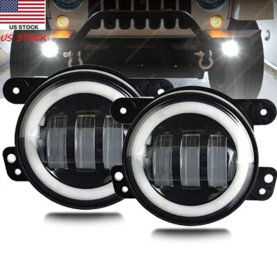 Luz antiniebla redonda LED PUNTO 4" lámpara de conducción para Jeep Wrangler TJ LJ JK 1997-2017 2 piezas Foto 1 de 4