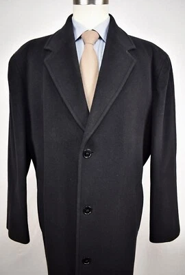 Stafford Solid Black Wool/Nylon Blend Flannel Three Button Overcoat Size: 44 - Image 1 of 4