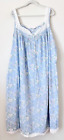 Lanz of Salzburg Nightgown Hummingbird Floral Cotton Lawn Gown Size 4X Plus Blue