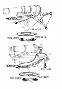 Zvezda Mercury 1:100 - set of blocks, rope and eyelets for gun hoists - Imagen 1 de 7
