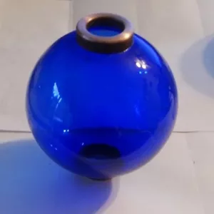WEATHERVANE/LIGHTENING ROD BLUE GLASS BALL fits 3/4'' rod,SOLD AS SHOWN - Picture 1 of 3