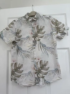 NEXT Green Short Sleeve Linen, Palm Tree Printed Shirt Age 10yrs: worn just once - Picture 1 of 9