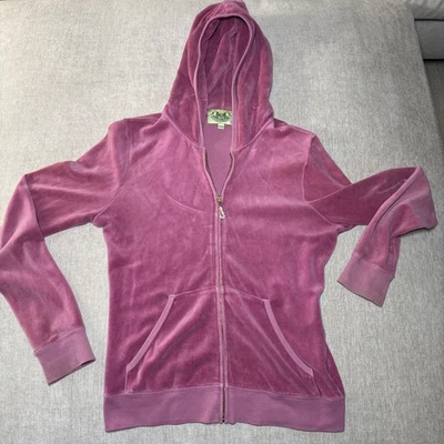 juicy couture Velour Zip Up Y2K Hot Pink Size L Runs Small BLING LETTER J USA - Image 1 of 4