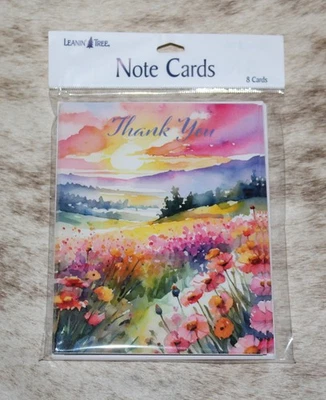 LEANIN TREE "Thank You" Mountain Meadow #35777~8 Notecards~Color Blank Inside~ - Image 1 of 2