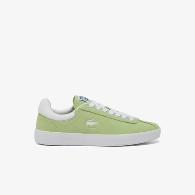 Women's Lacoste Baseshot Suede Trainers in Green - Image 1 of 4
