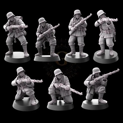 GARRISON MINIATURES WW2 German Wehrmacht Infantry X7 28mm 1/56 Wargames & Collectors Bolt Action etc
