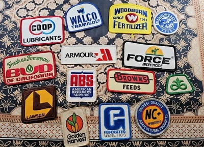 LOT of 14 VTG PATCH 1970s/80s FARMING Feed MEAT Dairy BREEDER Grain ADVERT Farm - Image 1 of 4