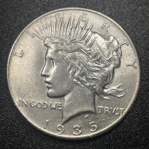 1935-p Peace Dollar $1 AU Details Cleaned Philadelphia Mint - Picture 1 of 2