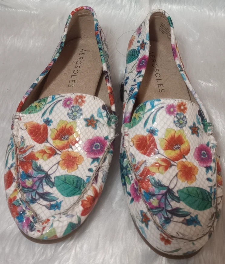 Nuevos Mocasines Florales Aerosoles Mujer Talla 6.5 Planos Cómodos Foto 1 de 4