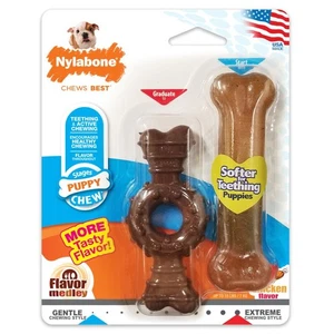 Nylabone Puppy Teething Chew Toy Ring Bone Medley & Chicken XS/Petite Up To 15Lb - Picture 1 of 8