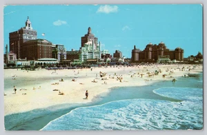 Atlantic City NJ Strand und zentrale Skyline Ansicht Leinen Postkarte - Bild 1 von 3