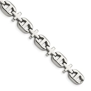 Men's 10mm Cross and Anchor Link Stainless Steel Bracelet, 8.5 Inch - Picture 1 of 7
