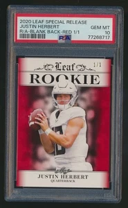 2020 LEAF SPECIAL RELEASE BLACK BACK RED 1/1 PSA 10 JUSTIN HERBERT OREGON - Picture 1 of 1