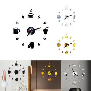 Classic DIY Mirror Clock with Acrylic Coffee Cup Design for Elegant Decor - Picture 1 of 29