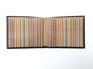 Paul Smith Signature Stripe Interior Textured Black Leather Wallet RRP: £195 - Picture 1 of 7