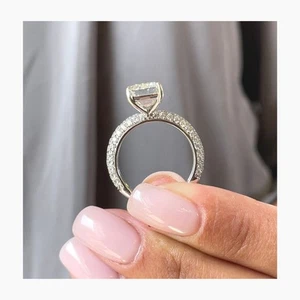 Diamond Engagement Ring Emerald IGI Certified VS1 F 4.2 Carat 18K White Gold - Picture 1 of 11