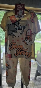 TOM AND JERRY OVERSIZED GRAPHIC T-SHORT AND JOGGER SET NWT SIZE 6/7 - Picture 1 of 4