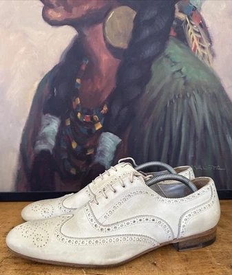 Zapatos Paul Smith Marfil Hueso Teñido Envejecido Punta de Ala UK9 US 10 Foto 1 de 4