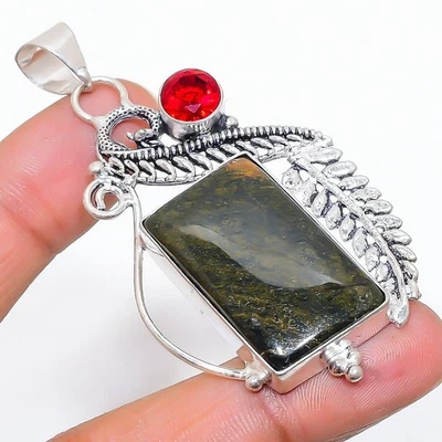 Colgante de joyería de plata de acero 925 hecho a mano con piedras preciosas ... - Imagen 1 de 4