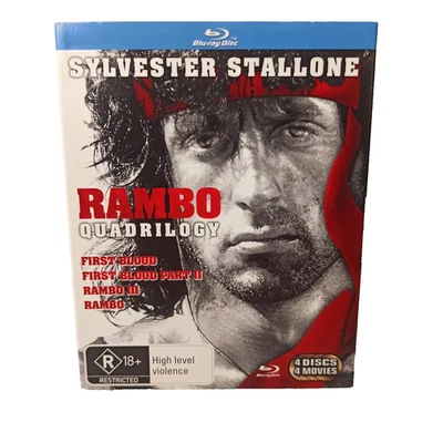 Rambo Quadrilogy 1 2 3 4 (Blu-Ray) Action War Military Veteran Region B VGC - image 1 of 4