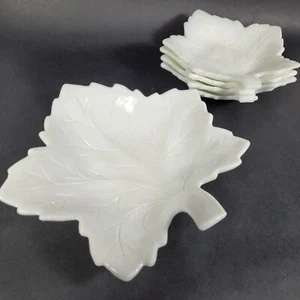 Milchglas Blatt Teller Set Westmoreland Mittagessen Teller mit Platte - Bild 1 von 7