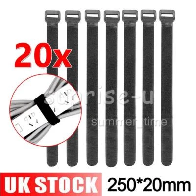 20-Hook and Loop Nylon strap strapping Cable Ties with buckle Band luggage Strap - Image 1 of 4