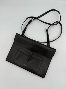 Lauren Ralph Lauren Womens Black Davenport Leather Flap Envelope Crossbody Bag - Picture 1 of 9