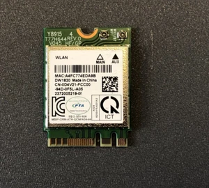 Dell Wireless 1820 DW1820 WLAN WiFi 802.11AC + Bluetooth 4.1 Dual Band M.2 Card - Picture 1 of 1