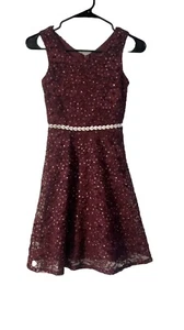Speechless Kinder Mädchen Burgunderrot Bestickt Spitze Kleid, Größe 12 - Bild 1 von 11