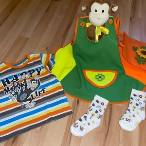 5tg Pippi Langstrumpf Kostüm Gr.86/92 Shirt Kleid Socken Affe Tasche TOP - Bild 1 von 6