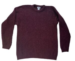 VINTAGE LL Bean Sweater Mens Extra Large Tall Maroon Crew Neck Wool Blend