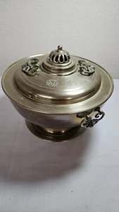 Vintage Weiß Messing Koreanischer Shinseonro Kochtopf mit Fledermausgriffen - Bild 1 von 6
