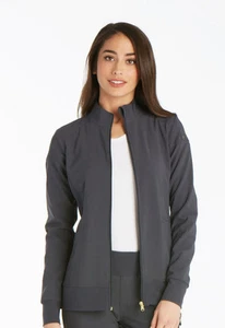 Cherokee Scrubs Zip Front Warm-Up Jacket CK303 PWT Pewter Free Shipping - Picture 1 of 4