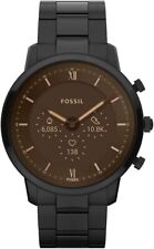 Fossil - Correa intercambiable para reloj de 22mm ancho, acero inoxidable negra