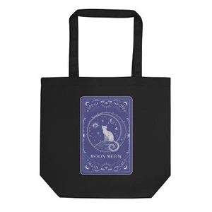 Tarot Cat Tote Bag - Witchy Cat Design Eco Tote for Tarot Card Lovers - Picture 1 of 7