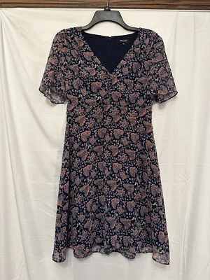 Vestido Madewell Orchard Manga Acampanada Mezcla Floral Azul Marino Rosa Talla 0 Boho Foto 1 de 4