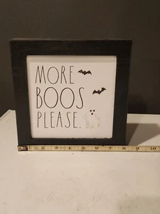 New Rae Dunn More Boos Please Halloween Orange Square Plaque - Picture 1 of 7
