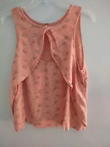 Free People Bedrucktes Look Through Lagenlook Top Damen Größe Large Schlüsselloch Pfirsich - Bild 1 von 5